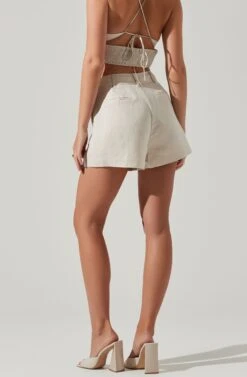 Amiah Seamed High Waist Shorts -Astr The Label Shop ACP7247 ECRU 3