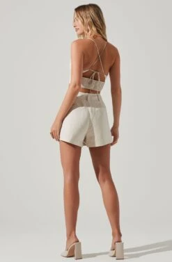 Amiah Seamed High Waist Shorts -Astr The Label Shop ACP7247 ECRU 4