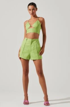 Amiah Seamed High Waist Shorts -Astr The Label Shop ACP7247 KIWI 1