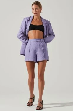 Amiah Seamed High Waist Shorts -Astr The Label Shop ACP7247 LAVENDER 1