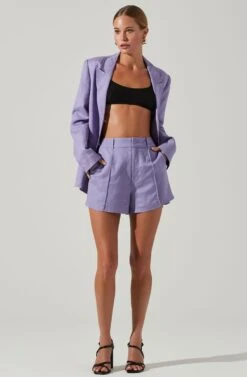 Amiah Seamed High Waist Shorts -Astr The Label Shop ACP7247 LAVENDER 2
