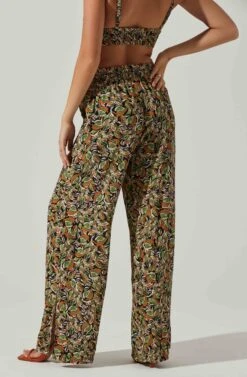 Femi Abstract Print Wide Leg Pants -Astr The Label Shop ACP7252 BLACKGREENMULTI 4
