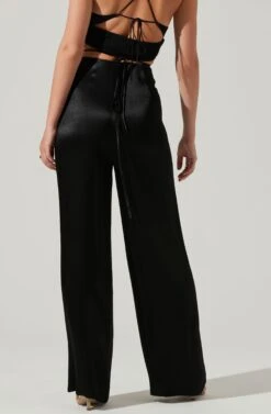 Amiah Satin Tie Waist Wide Leg Pants 18 Amiah Satin Tie Waist Wide Leg Pants -Astr The Label Shop ACP7255S BLACK 4