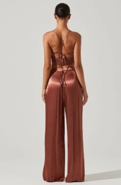 Amiah Satin Tie Waist Wide Leg Pants 14 Amiah Satin Tie Waist Wide Leg Pants -Astr The Label Shop ACP7255S ROSEBROWN 4