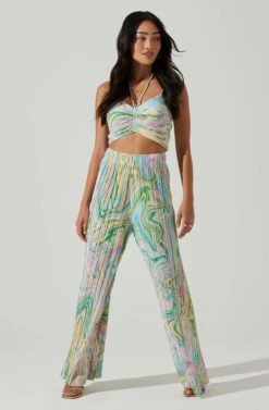 Savine Ruched Tie Dye Pants 9 Savine Ruched Tie Dye Pants -Astr The Label Shop ACP7259P GREENSWIRL 1