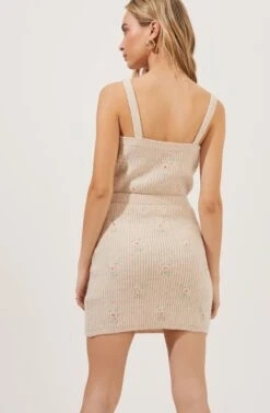 Tea Party Floral Embroidered Knit Mini Skirt 12 Tea Party Floral Embroidered Knit Mini Skirt -Astr The Label Shop ACS7221 BLUSHFLOWER 4