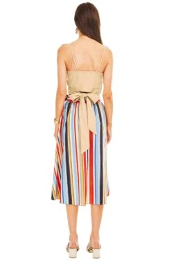 Shayla Midi Skirt -Astr The Label Shop ACS8079 RED BLUE STRIPE 03