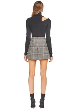 Raye Mini Skirt -Astr The Label Shop ACS9001 BLACK MUSTARD PLAID 03