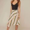 Dallas Striped Asymmetrical Midi Skirt -Astr The Label Shop ACS9021 TAUPE TANGERINE STRIPE 1A