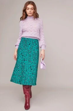 Pamela Leopard Midi Skirt 10 Pamela Leopard Midi Skirt -Astr The Label Shop ACS9022B GREEN LILAC LEOPARD 3A