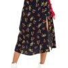 Button Side Slit Midi Skirt -Astr The Label Shop ACS9023B NAVY CHERRY PRINT 4