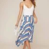 Corrine Striped Asymmetrical Skirt -Astr The Label Shop ACS9025 PERIWINKLE MULTI STRIPE 2 2