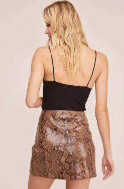 Come Slither Mini Skirt 15 Come Slither Mini Skirt -Astr The Label Shop ACS9030 COCOA PYTHON 4
