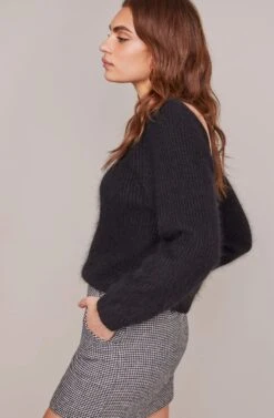 Trina Mini Skirt -Astr The Label Shop ACS9031 BLACK WHITE HOUNDSTOOTH 3A