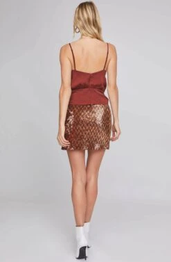 Tai Sequin Skirt -Astr The Label Shop ACS9037 RUST GOLD SEQUINS 3A