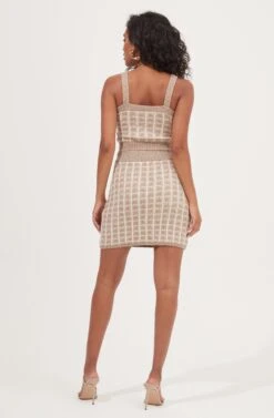 Briarwood Checkered Knit Mini Skirt -Astr The Label Shop ACS9067 TAUPE WHITECHECK 5