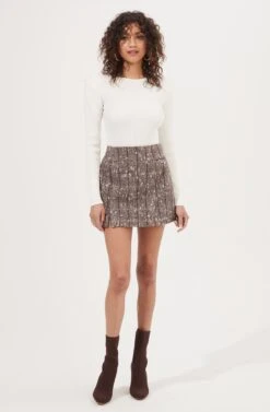 Christa Plaid Mini Skirt -Astr The Label Shop ACS9073C BROWNMULTI 1
