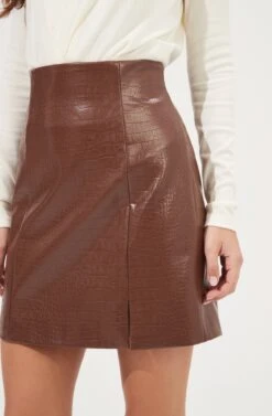 Audrey Faux Leather Mini Skirt 17 Audrey Faux Leather Mini Skirt -Astr The Label Shop ACS9074 BROWN 4