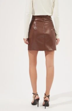 Audrey Faux Leather Mini Skirt 19 Audrey Faux Leather Mini Skirt -Astr The Label Shop ACS9074 BROWN 5
