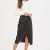 Kari Faux Leather Twist Front Midi Skirt -Astr The Label Shop ACS9076 BLACK 1