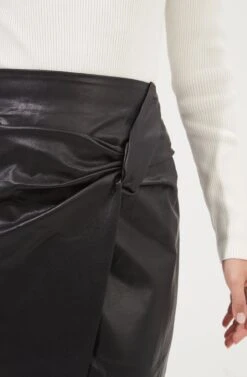 Kari Faux Leather Twist Front Midi Skirt 15 Kari Faux Leather Twist Front Midi Skirt -Astr The Label Shop ACS9076 BLACK 3