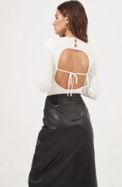 Kari Faux Leather Twist Front Midi Skirt 16 Kari Faux Leather Twist Front Midi Skirt -Astr The Label Shop ACS9076 BLACK 4