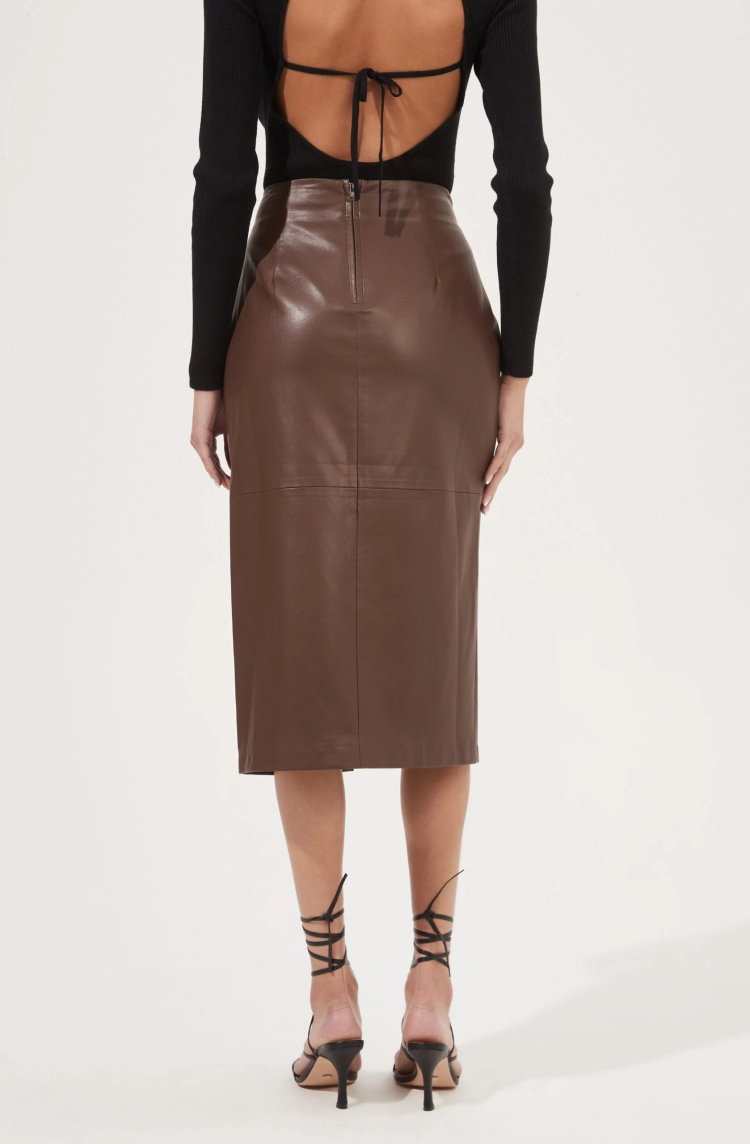 Kari Faux Leather Twist Front Midi Skirt 13 Kari Faux Leather Twist Front Midi Skirt - Image 11
