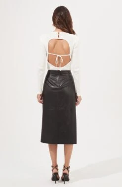 Kari Faux Leather Twist Front Midi Skirt 17 Kari Faux Leather Twist Front Midi Skirt -Astr The Label Shop ACS9076 OFFWHITE 4