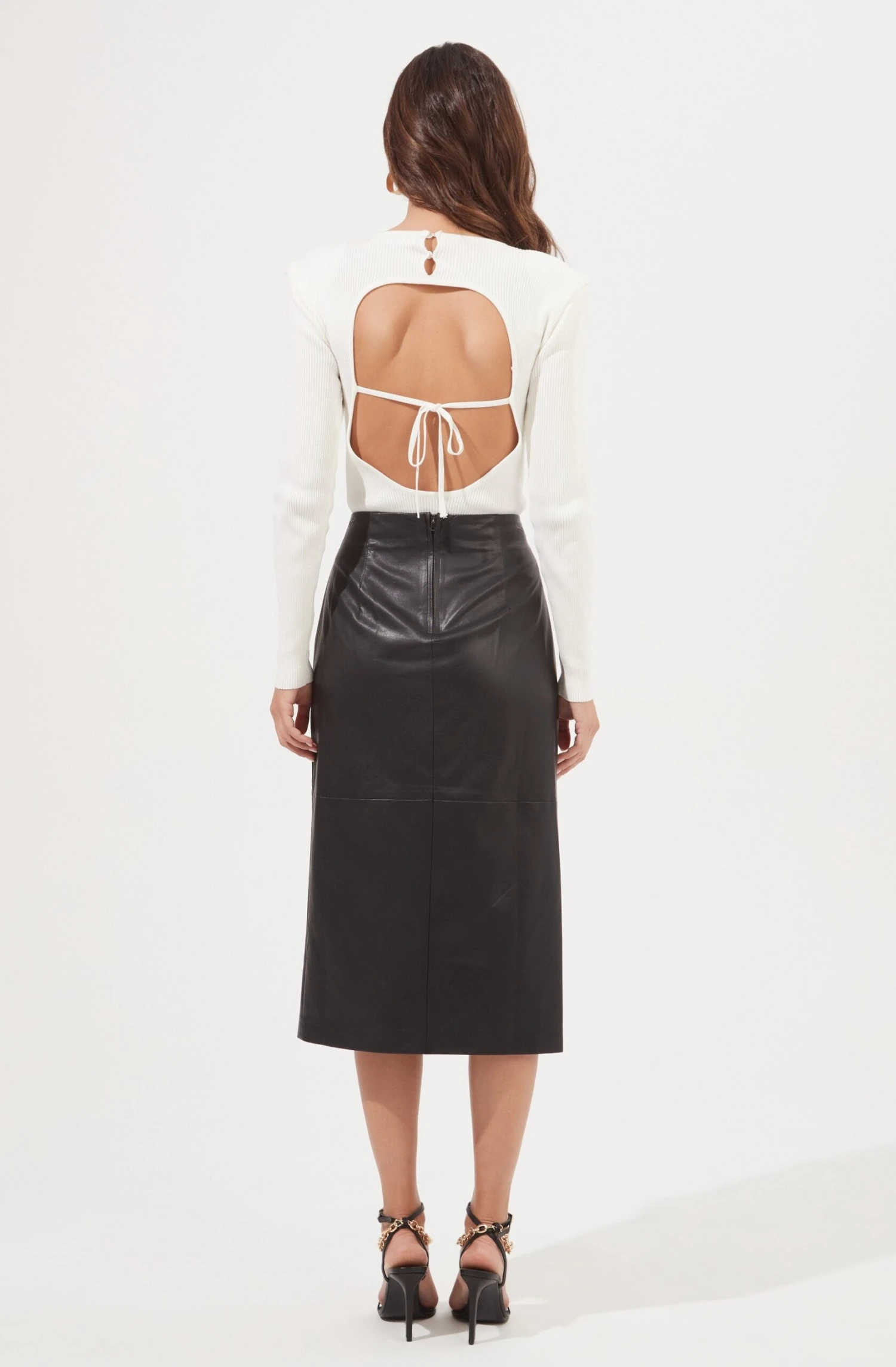 Kari Faux Leather Twist Front Midi Skirt 7 Kari Faux Leather Twist Front Midi Skirt - Image 5