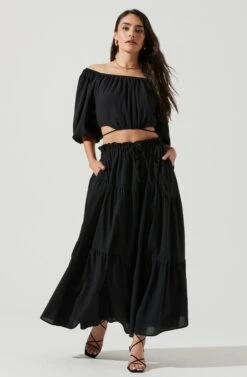 Balboa Tiered Maxi Skirt -Astr The Label Shop ACS9080 BLACK 1