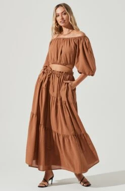 Balboa Tiered Maxi Skirt -Astr The Label Shop ACS9080 BROWN 1 f706b462 f64f 4d47 8c17 a9c444c3157c