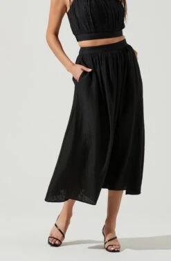 Terra Bella High Waist Midi Skirt -Astr The Label Shop ACS9085 BLACK 2