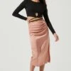 Perry Ruched Side Slit Midi Skirt 1 Perry Ruched Side Slit Midi Skirt -Astr The Label Shop ACS9086C BLUSH 1