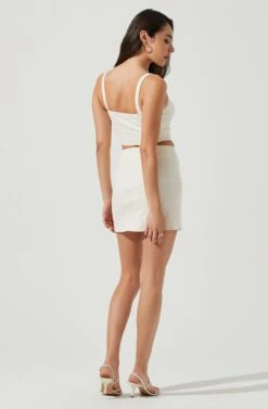 Monet Double Slit Mini Skirt -Astr The Label Shop ACS9093B CREAM 4 8b945ef0 8d69 4b4f bcc2 a8fe3e6fb1dd