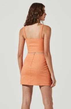 Monet Double Slit Mini Skirt -Astr The Label Shop ACS9093B PAPAYA 6 d4e6864e 0962 486f 8f54 60ed51a8481c