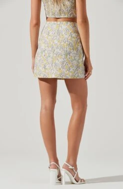 Covina Floral Side Slit Mini Skirt -Astr The Label Shop ACS9096B YELLOWMULTIFLORAL 1164