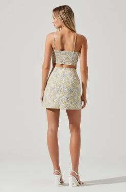 Covina Floral Side Slit Mini Skirt -Astr The Label Shop ACS9096B YELLOWMULTIFLORAL 1166