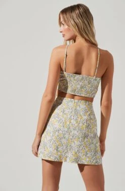 Covina Floral Side Slit Mini Skirt -Astr The Label Shop ACS9096B YELLOWMULTIFLORAL 1169