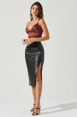 Melody Faux Leather Midi Skirt -Astr The Label Shop ACS9099 BLACK 1873