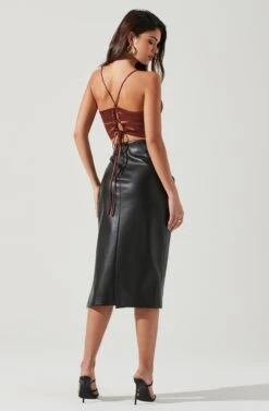 Melody Faux Leather Midi Skirt -Astr The Label Shop ACS9099 BLACK 1882