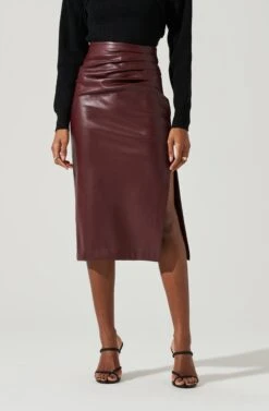 Melody Faux Leather Midi Skirt -Astr The Label Shop ACS9099 WINE 0908
