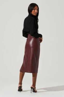 Melody Faux Leather Midi Skirt -Astr The Label Shop ACS9099 WINE 0913