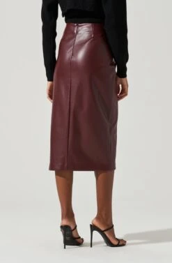 Melody Faux Leather Midi Skirt -Astr The Label Shop ACS9099 WINE 0923