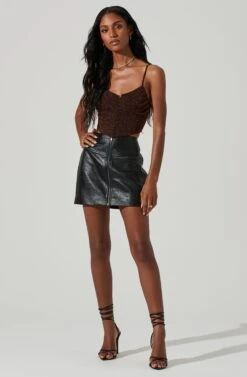 Tracy Faux Leather Front Zip Skirt -Astr The Label Shop ACS9101 BLACK 2