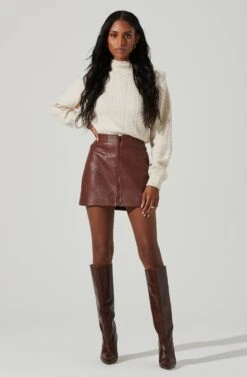 Tracy Faux Leather Front Zip Skirt