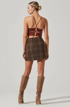 Brina Plaid Mini Skirt -Astr The Label Shop ACS9107 BROWNBLACKPLAID 14191