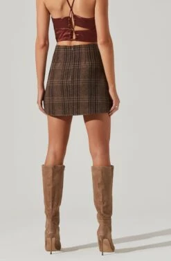 Brina Plaid Mini Skirt -Astr The Label Shop ACS9107 BROWNBLACKPLAID 14221