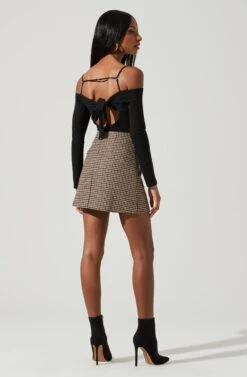 Brina Plaid Mini Skirt -Astr The Label Shop ACS9107 BROWNBLACK 0659