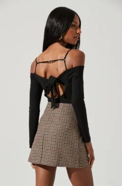 Alessa Cold Shoulder Long Sleeve Bodysuit -Astr The Label Shop ACS9107 BROWNBLACK 0664 aea1697d ba4d 4cbe a6cc 3e092b92d1ca