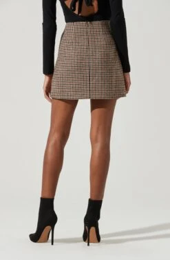 Brina Plaid Mini Skirt -Astr The Label Shop ACS9107 BROWNBLACK 0670